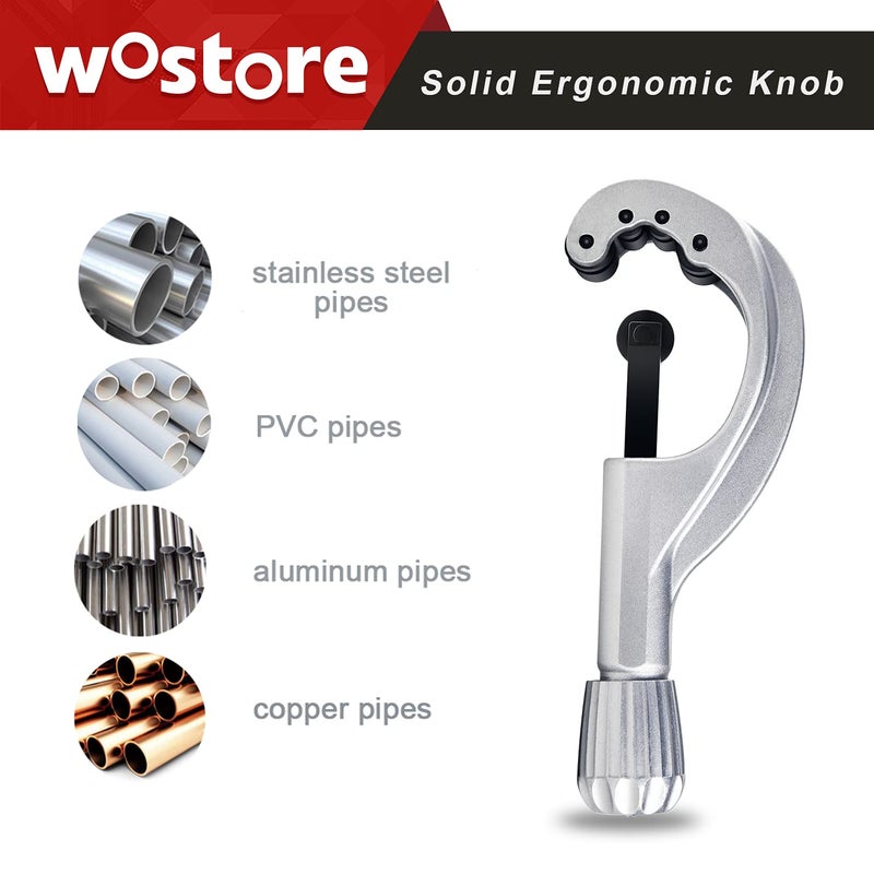 Wostore Tubing Cutter 1/4 to 2-5/8 Inch Pipe Copper PVC Aluminum Tube with Replaceable Blade - Image 2